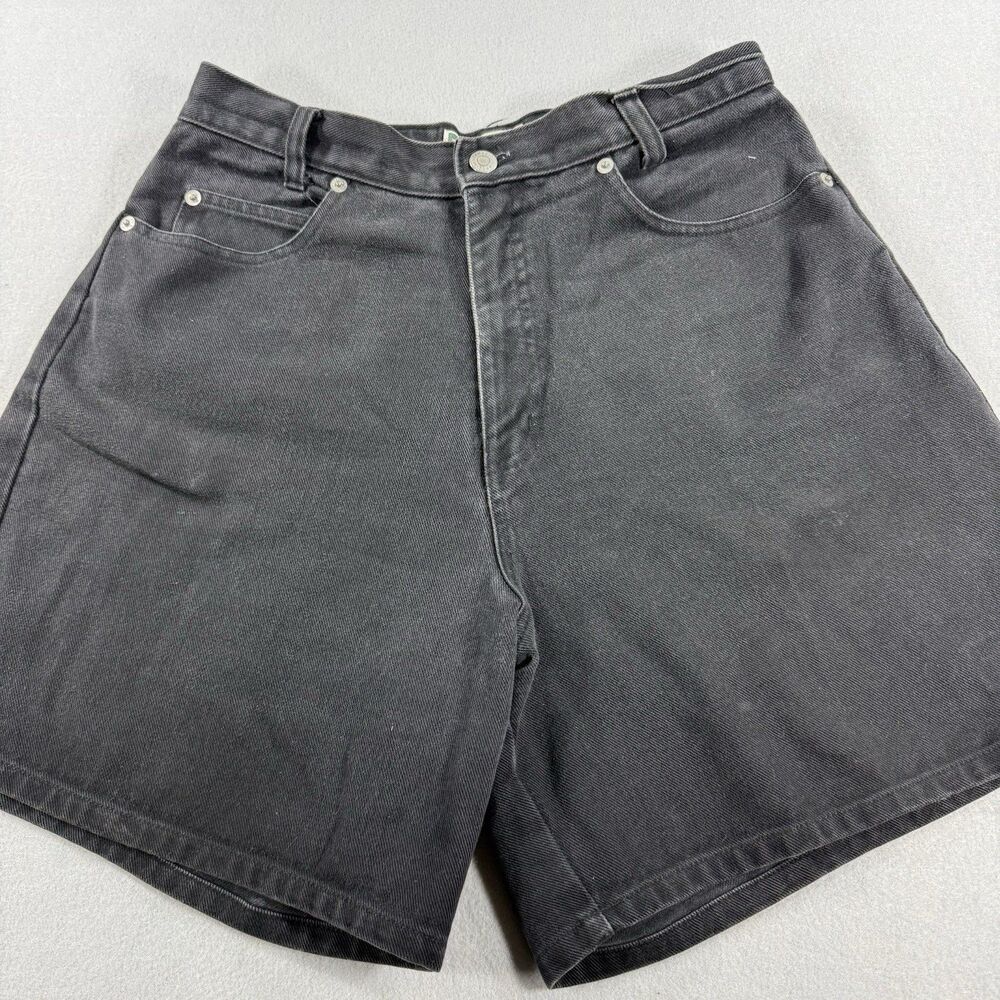Vintage CENZA Palmetto Womens Denim Shorts Size 10 High Waisted Cuffed Black